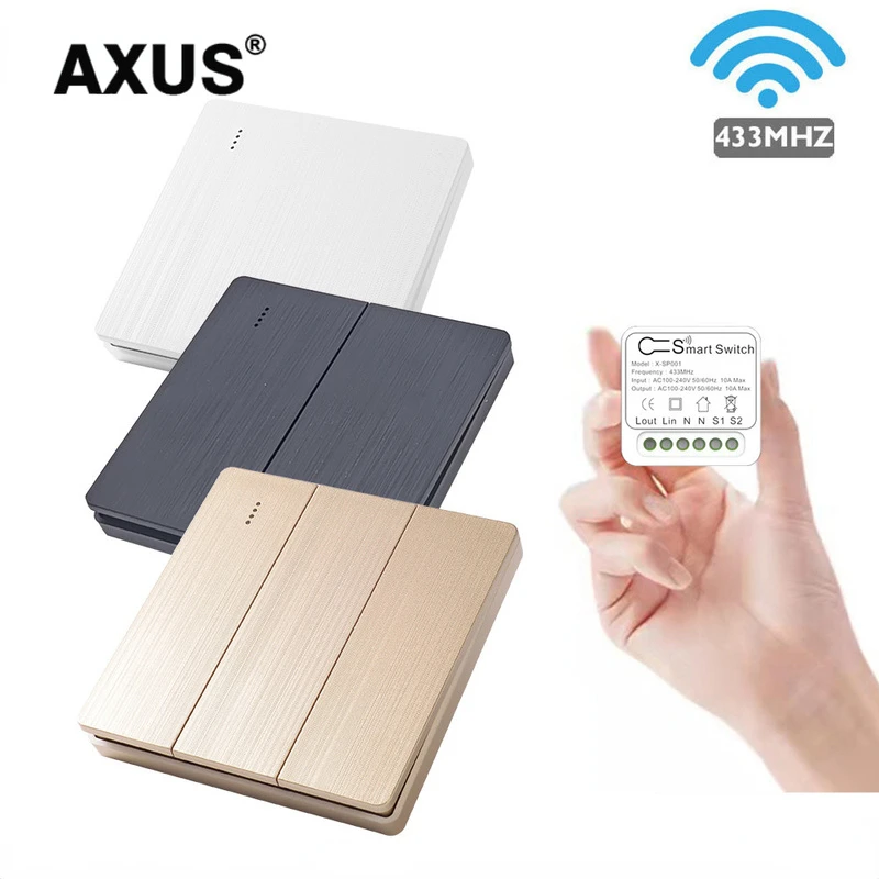 AXUS EU 10A Mini RF 433mhz Smart DIY Wireless Switch 110V 220v Module Receiver Electric Supports 2 Way Timing Control Home Lamp