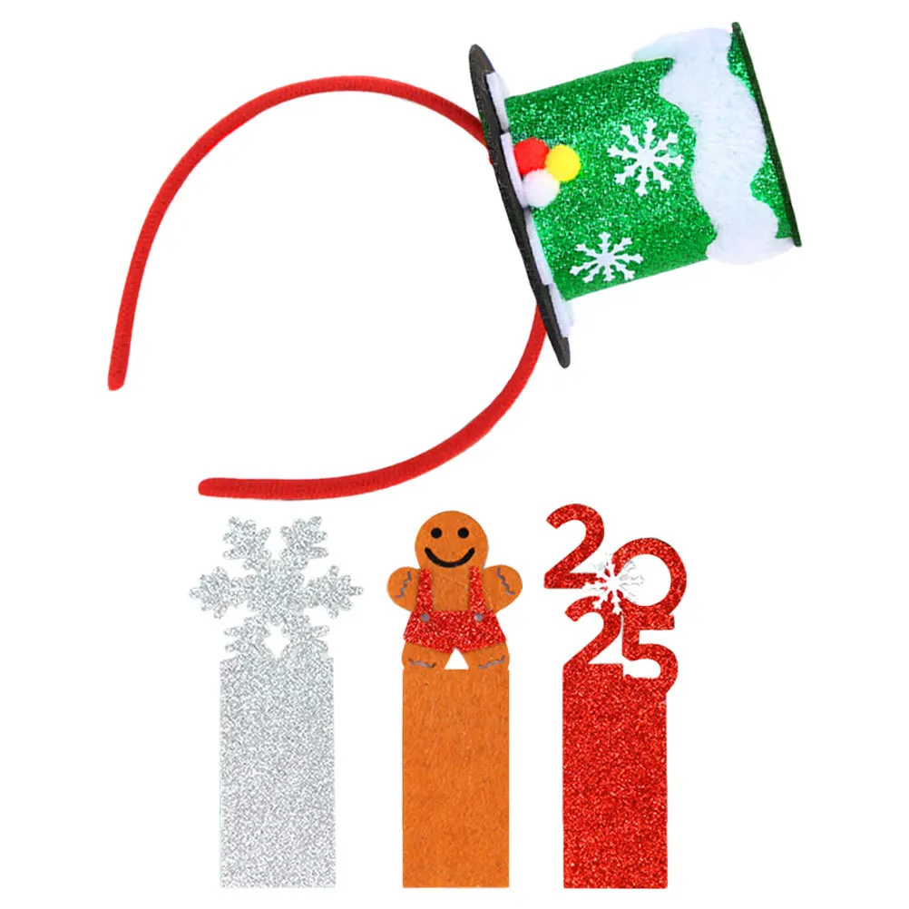 

1 set 1 Set Christmas Top Hat Headband Festive Holiday Party Cosplay Headwear Replacement Cards Family Fun Sequin Mini Hat Xmas