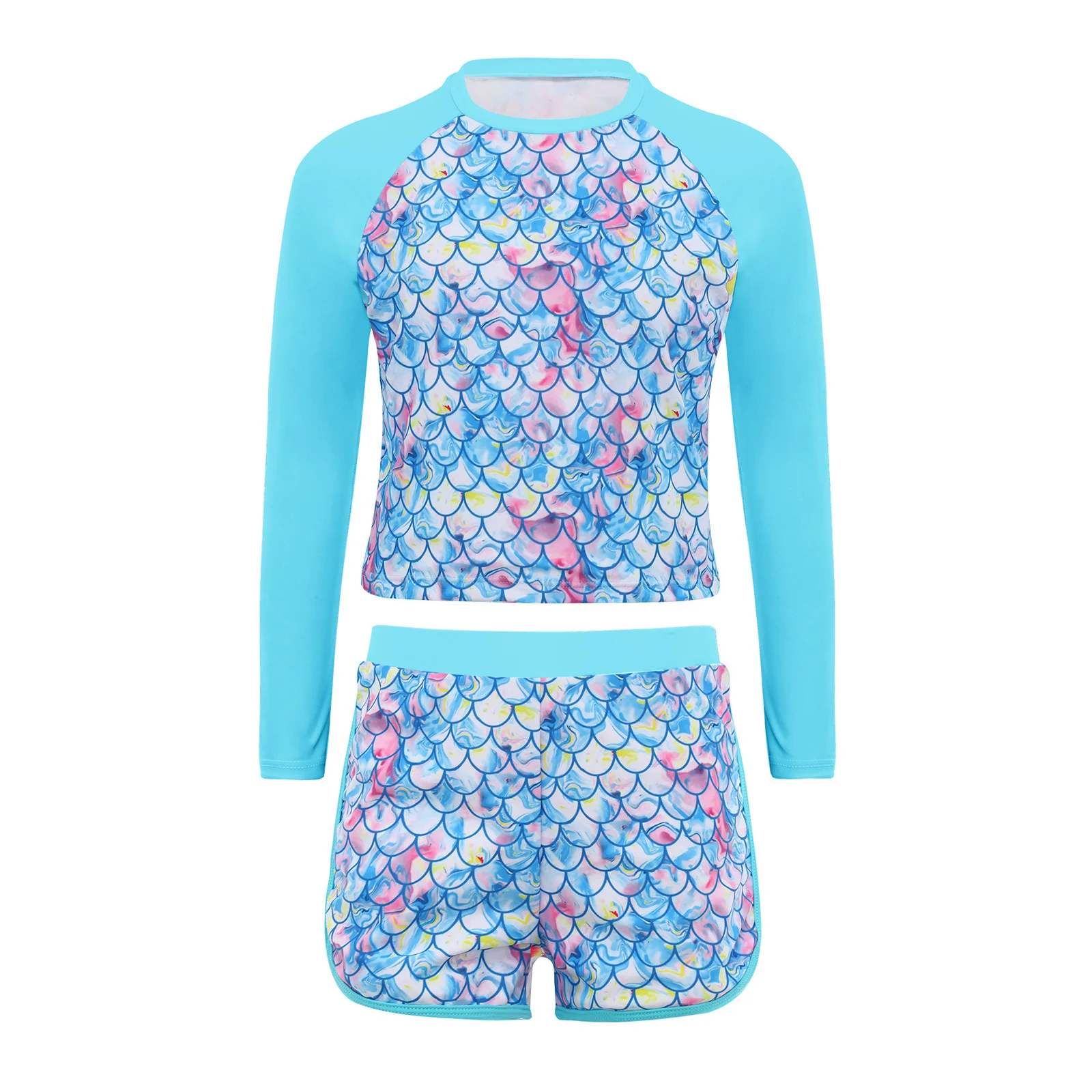 

Детский купальник Chimd Rash Guard с длинными рукавами и нагрудными подушечками, топ для плавания с шортами для плавания, милый пляжный купальный костюм с мультяшным принтом