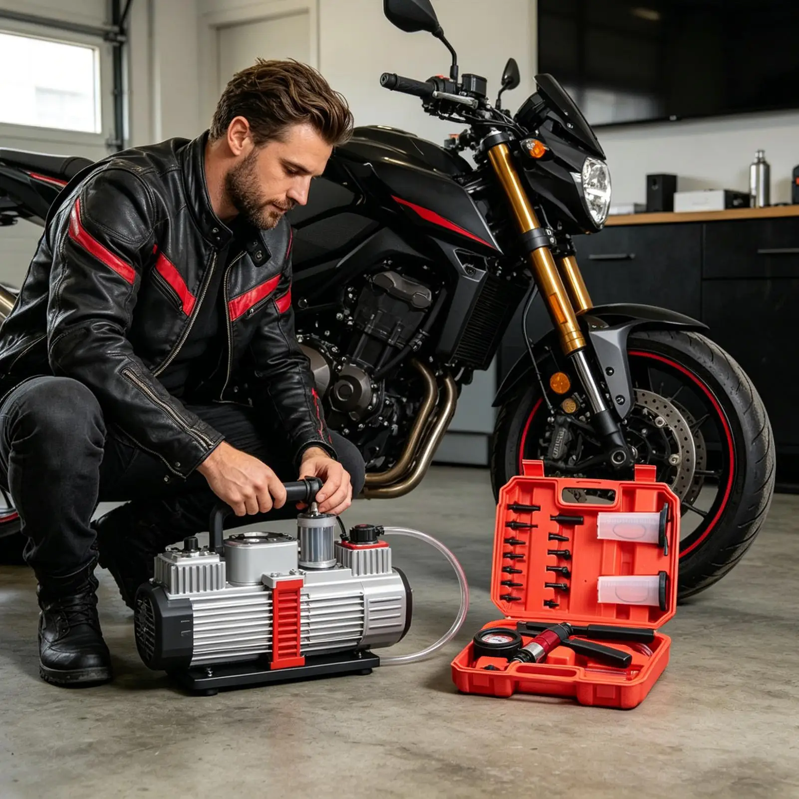 Handheld Vacuum Pump Motorcycle Tools With Pressure Gauge Automotive Brake Vacuum Pump For Car Motorcycle Truck Fluid Extraction