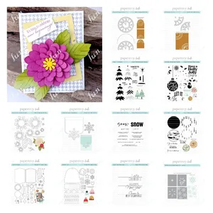 Selamat Tahun Baru Sentimen Perangko Mini Set Jam Pelat Foil Panas dan Cetakan Scrapbooking Stensil Berlapis Kepingan Salju Buatan Tangan DIY 6 cetakan sarang penjualan terbaik - №