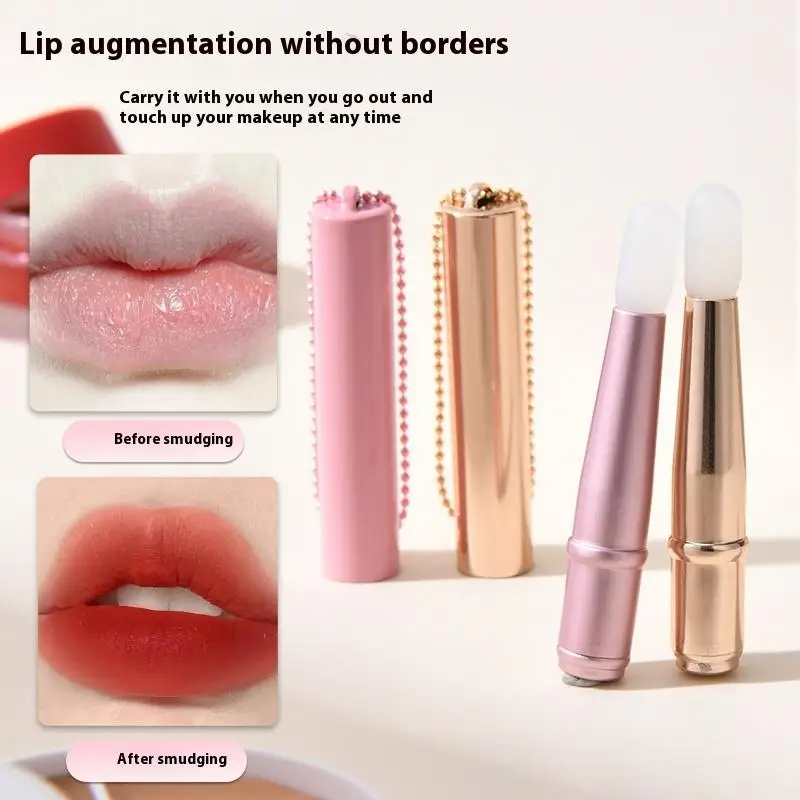Aplicador de máscara de labios de cadena, cepillo de brillo de labios, Mini pincel de labios de silicona, corrector con cubierta, pincel de lápiz labial, herramienta de maquillaje de belleza