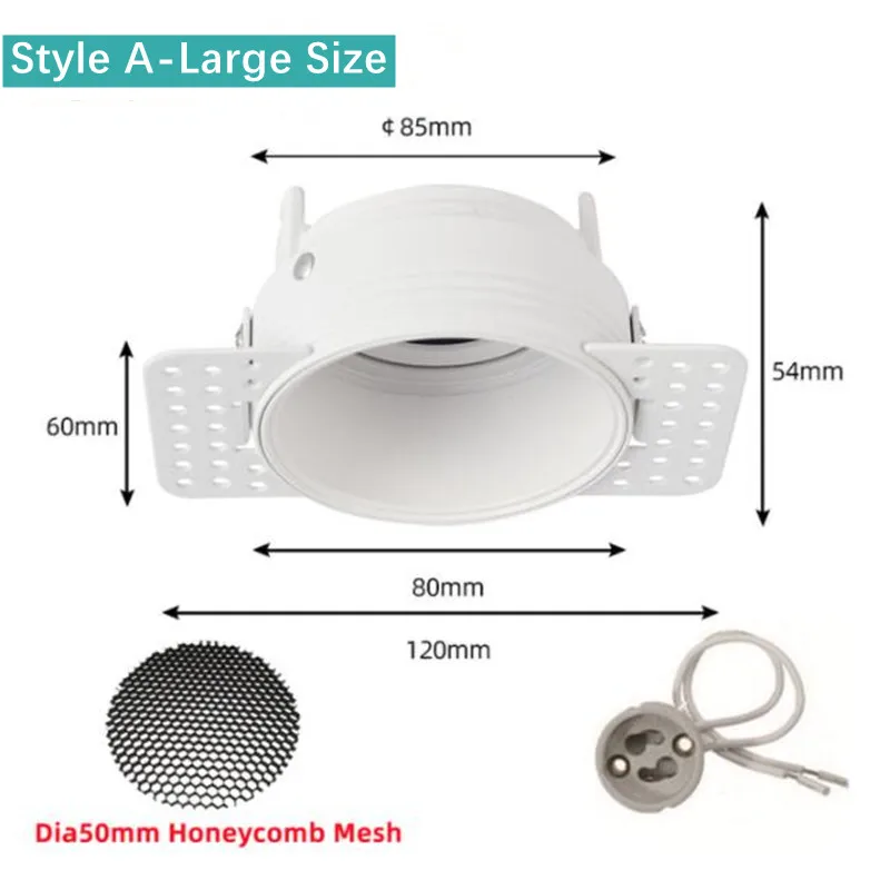 Gu10/mr16 Lamphouder Basis Verzonken Led Trimless Plafond Downlight Beugel Spotlight Dubbele Kop Montageframe Socket - afbeelding 1
