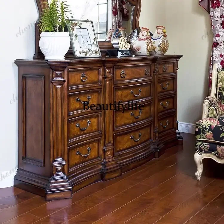 p182 American solid wood, locker European carved bedroom storage cabinet jewelry jewelry cabinet
