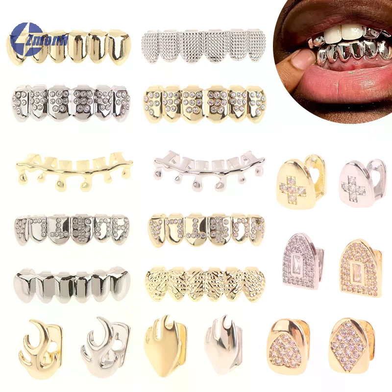 Body Jewelry Universe - Hip-Hop Metall-Zahnschmuck, Ober- und Unterkiefer-Zahnkappen, Abnehmbarer