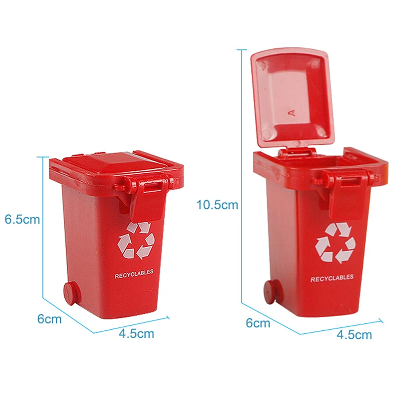 4pcs/set Trash Can Toy Garbage Truck Cans Curbside Vehicle Bin Toys  Kid Simulation Furniture Toy Gift Mini Trash Can