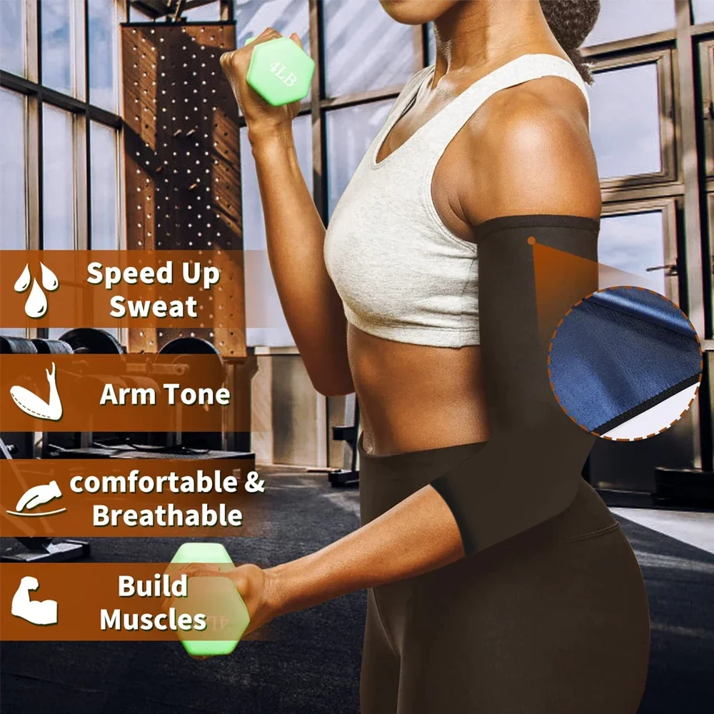1 زوج المرأة قادين الذراع ضغط الأسلحة المسطحة كم عرق ساونا العصابات المشكل أنحل للتمرين الصالة الرياضية