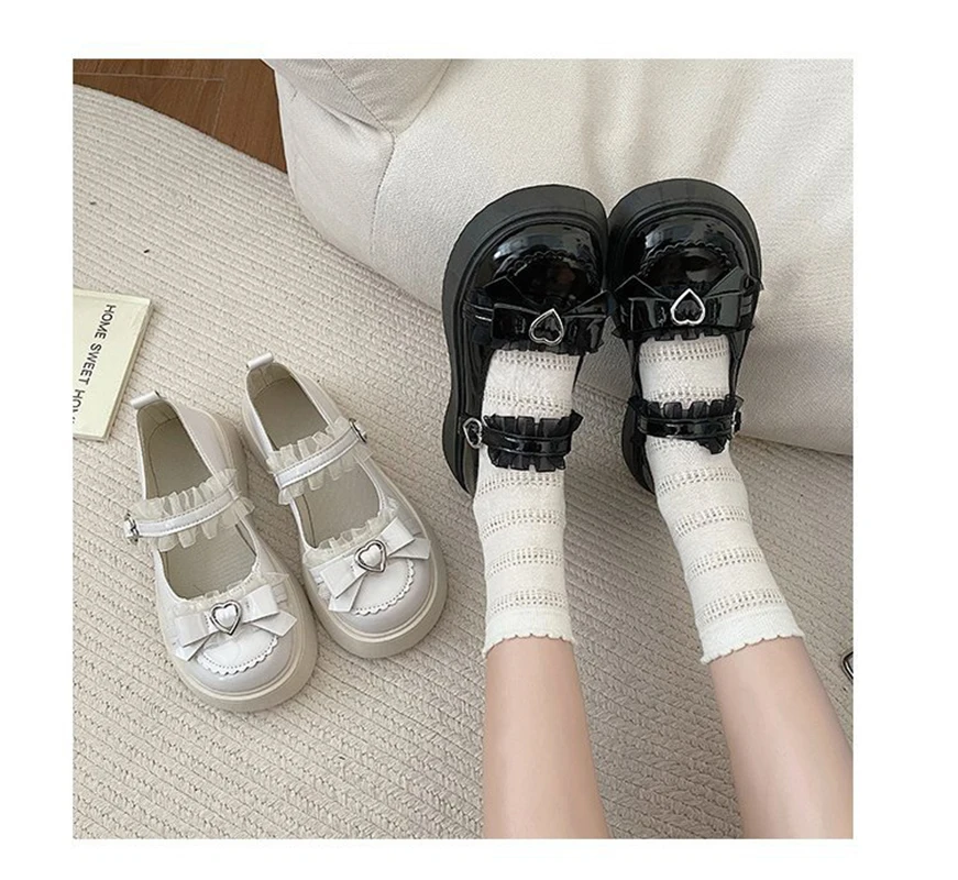 Letnie buty na platformie w stylu japońskim Lolita Y2K Kawaii Jirai Kei dla uczennic, model JK Loafer, nowość na lato 2025