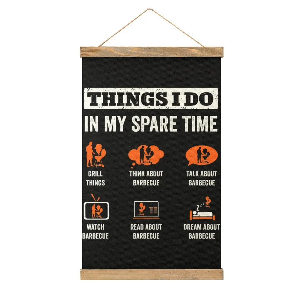 Graphic Cool Things I Do In My Spare Time Funny Barbeque Canvas Hanging Picture Picture Hanging Funny Sarcastic Restaurant   Dra