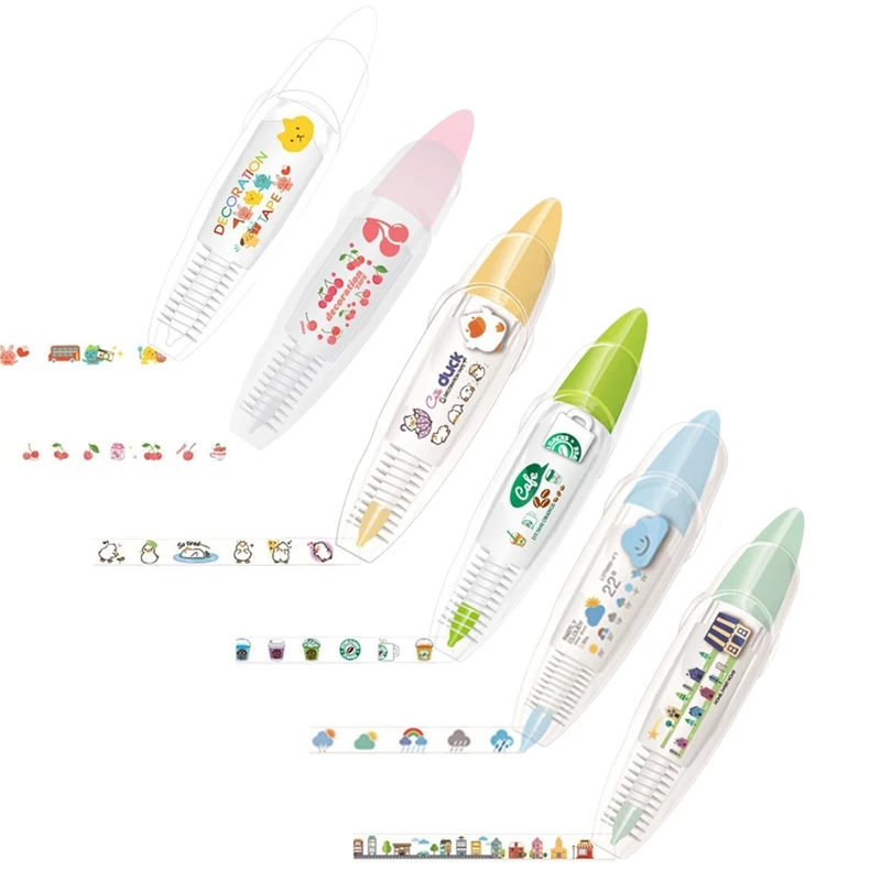DIY การ์ตูนกดประเภทปากกาตกแต่ง, Ally-Pocket ปากกาเทป, สัตว์น่ารัก Scrapbooking ไดอารี่ตกแต่งเทปปากกา, b-6PCS ทนทาน