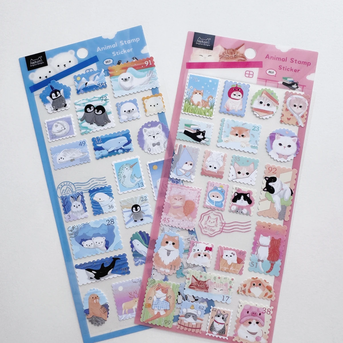 1 pc/4 pcs Nekoni Animals Stamp Stickers Scrapbooking Diy Journal Cute Sticker Sheet Stationery Decor School Gift