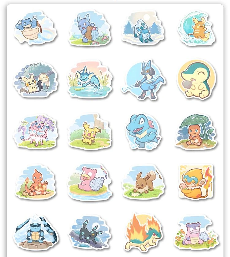 63 Stück niedliche Anime-Pokemon-Pikachu-Aufkleber, ästhetische Kawaii-Cartoon-Kinder-Aufkleber, Spielzeug, Telefon, Notizbuch, Laptop, Graffiti-Aufkleber – Detail 7