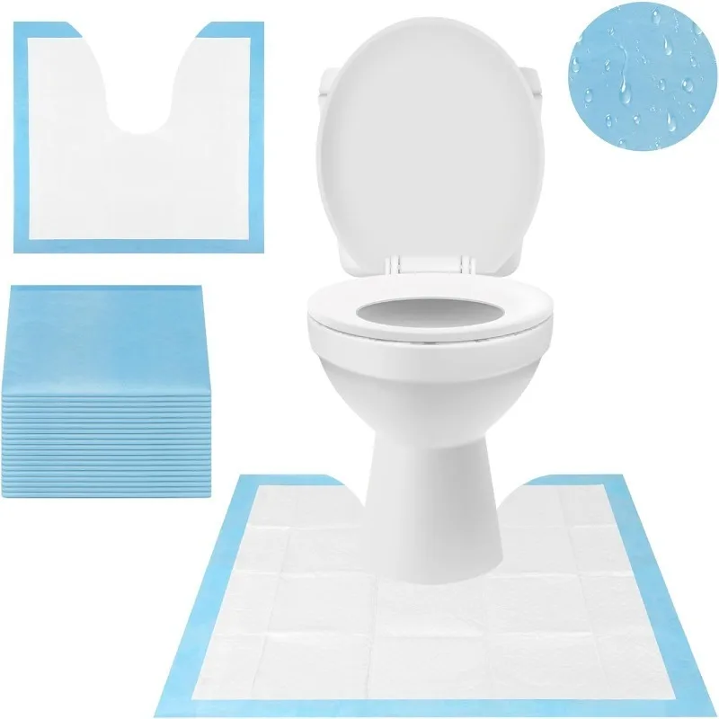 Lot de 25 tapis de toilette jetables, protection de sol, tapis d'apprentissage, imperméable, antidérapant, idéal pour la salle de bain, pour enfants et adultes, 23 pouces