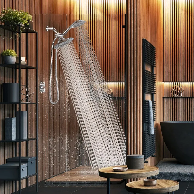 Dual Shower Head - 8'' High Pressure 55-Mode Rain Shower Heads with Handheld Spray Combo - Rainfall, Handheld & Dual Mode