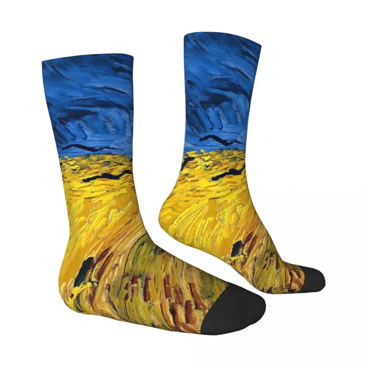 Vincent Van Gogh Stockings Wheatfield with Crows Custom Funny Socks Autumn Anti Bacterial Socks Girls Cycling Breathable Socks