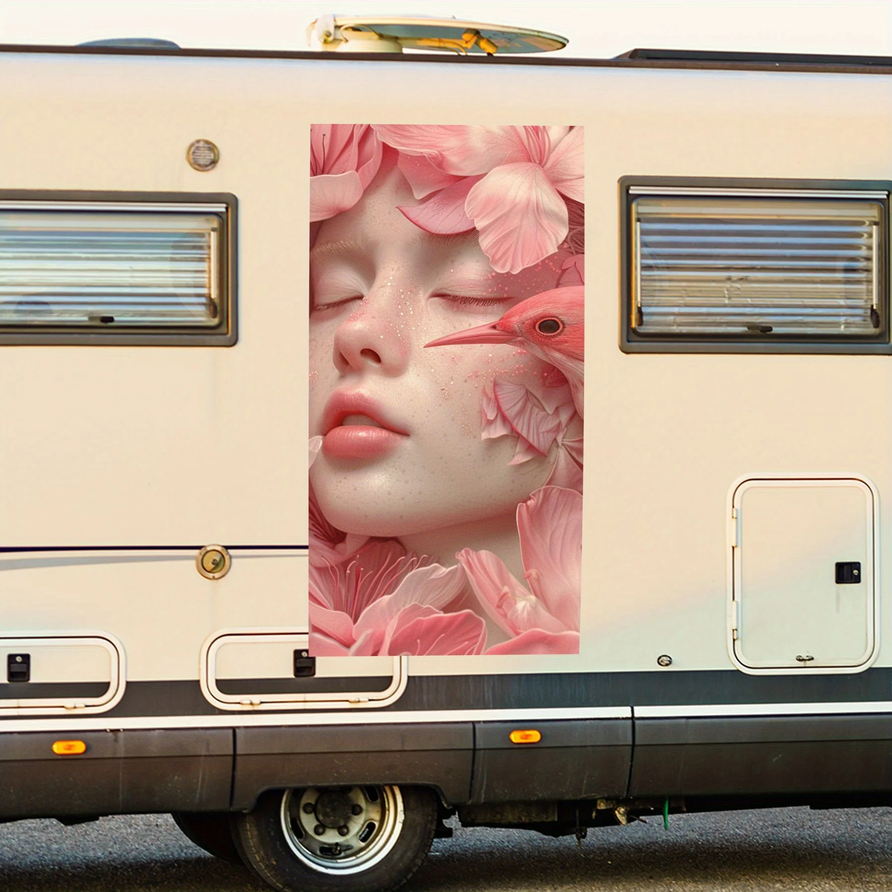 

Розовый цветок птица лицо художественная наклейка для автомобиля, виниловые обертывания для дома с мотором для украшения и защиты-водостойкая самоклеящаяся виниловая наклейка