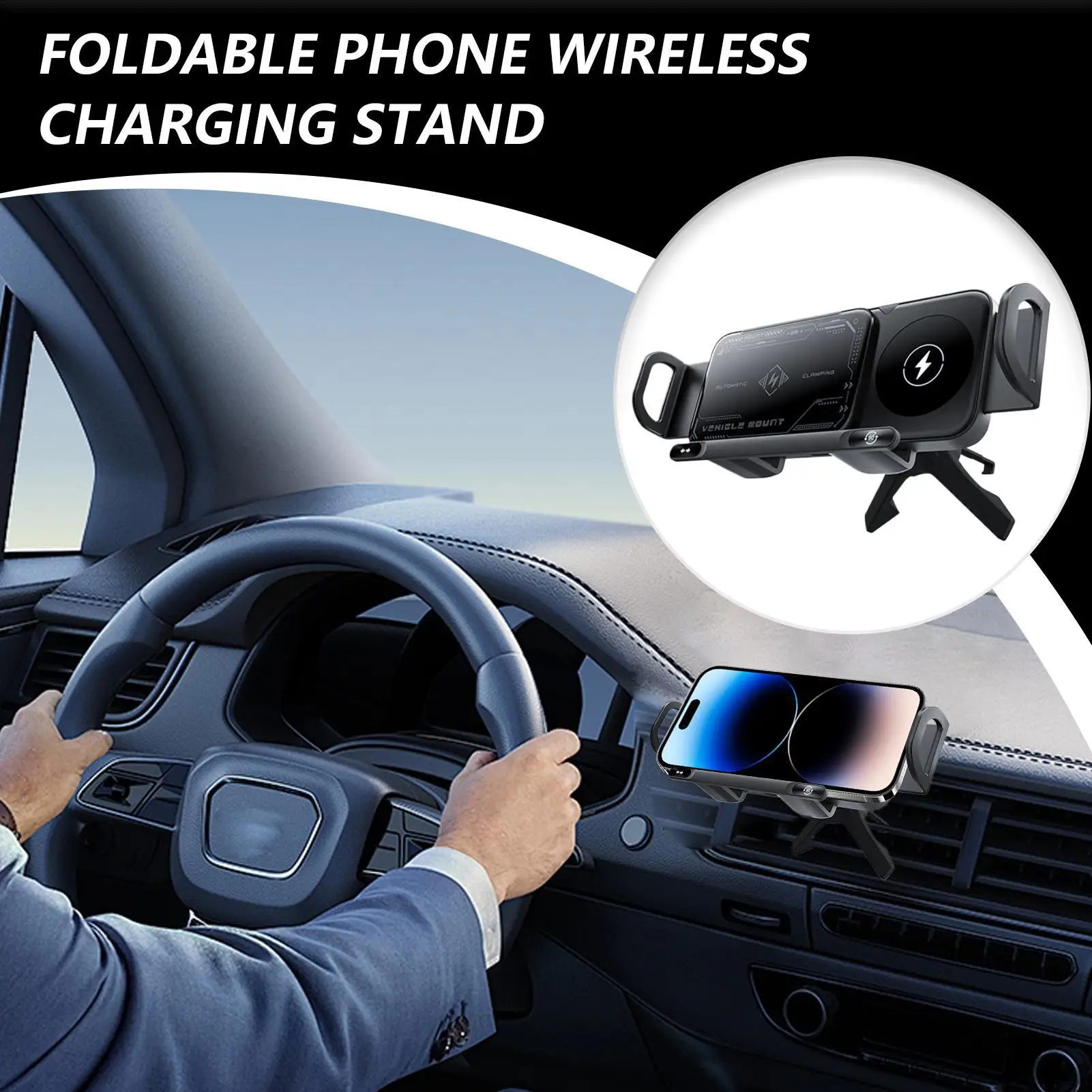 Für HUAWEI Mate X/Vivo X Fold/Samsung Galaxy Z Fold/Xiaomi MIX Fold Drahtlose Auto Halterung ladegerät Dashboard Telefon Stehen 15W Doppel