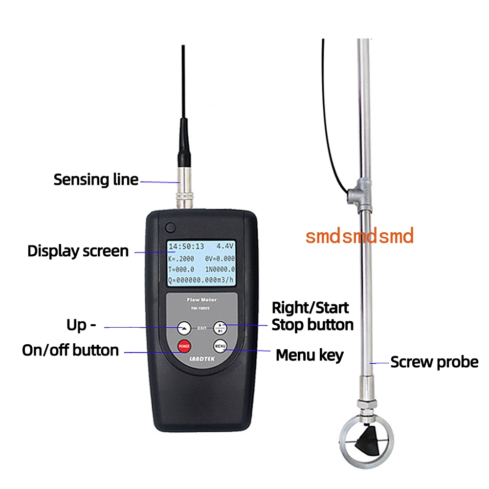 FM-100V5 Portable flow meter 0.01-5.00 m/s water flow meter open channel river reservoir field irrigation flowmeter
