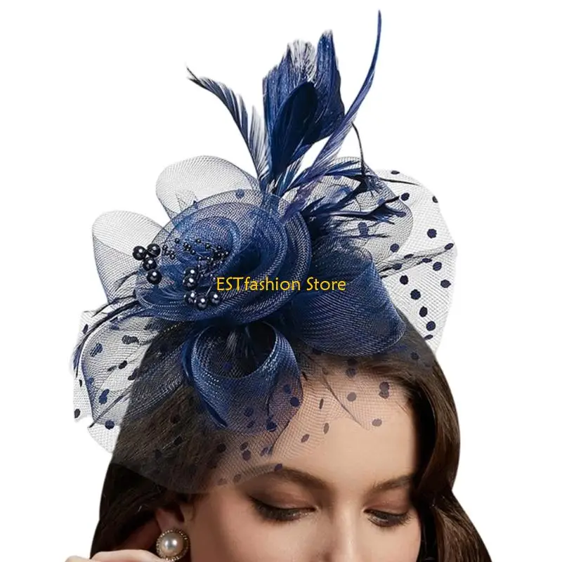 Y5GC Stylish Feathered Fascinator Hat Derby Cap For 1920s Cosplay Event And Daily Wear Soft Breathable Photography Headwear