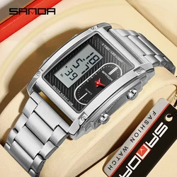 Sanda Fashion Men's Creative Electronic Watch Dual Movement Multi functional Waterproof Electronic Quartz Watch Reno Masculino