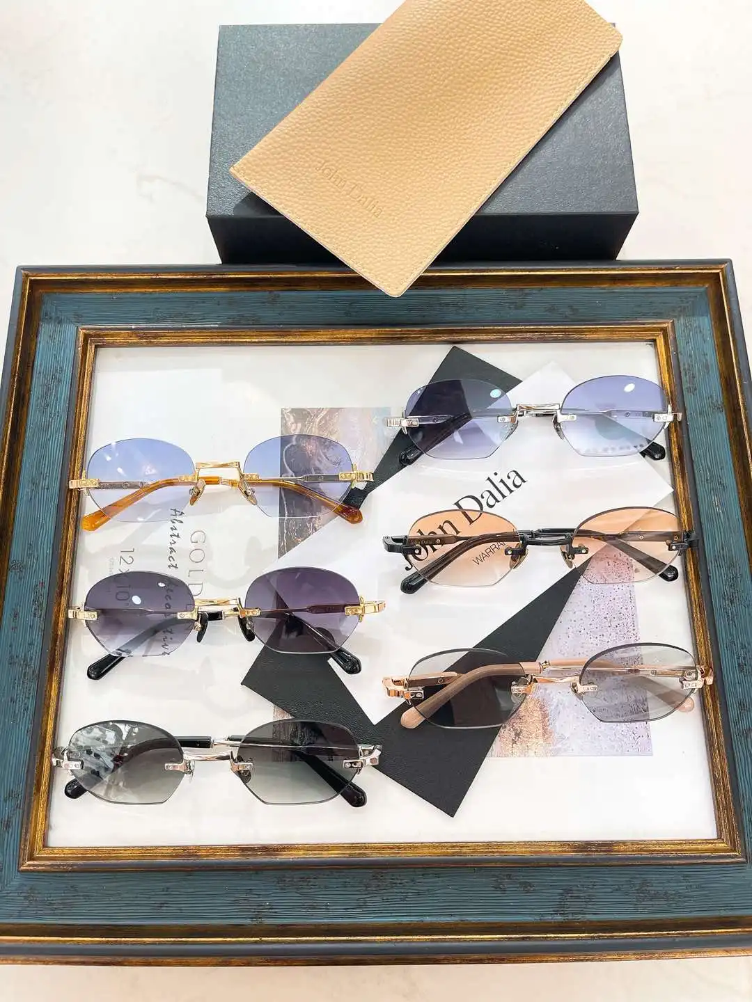 

Оригинальные классические винтажные деловые мужские солнцезащитные очки для JOHN DALIA JD MARSHALL без оправы с градиентом UV400, модные женские очки для пар