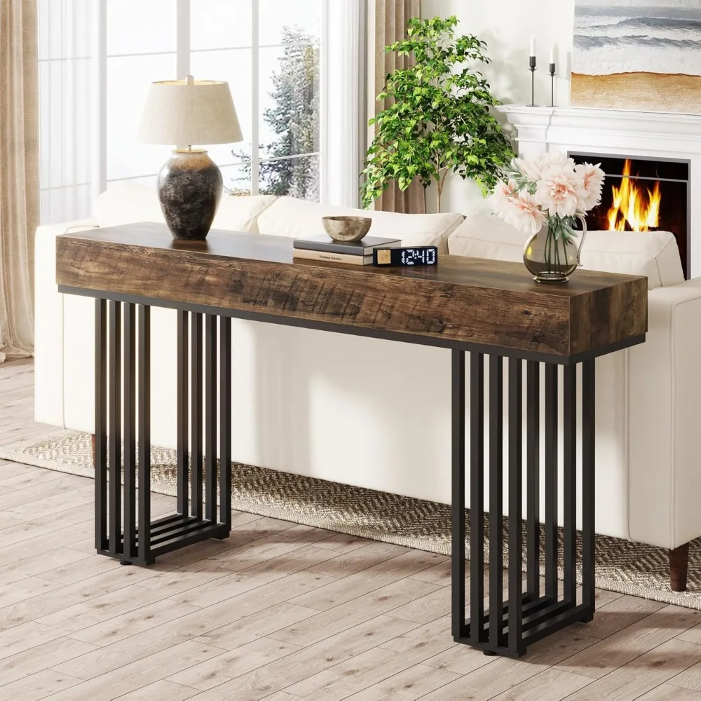 55-Inch Console Table for Entryway, Industrial Hallway Table with Stylish Metal Frame,Sofa Foyer Table for Living Room, Entrance image 5