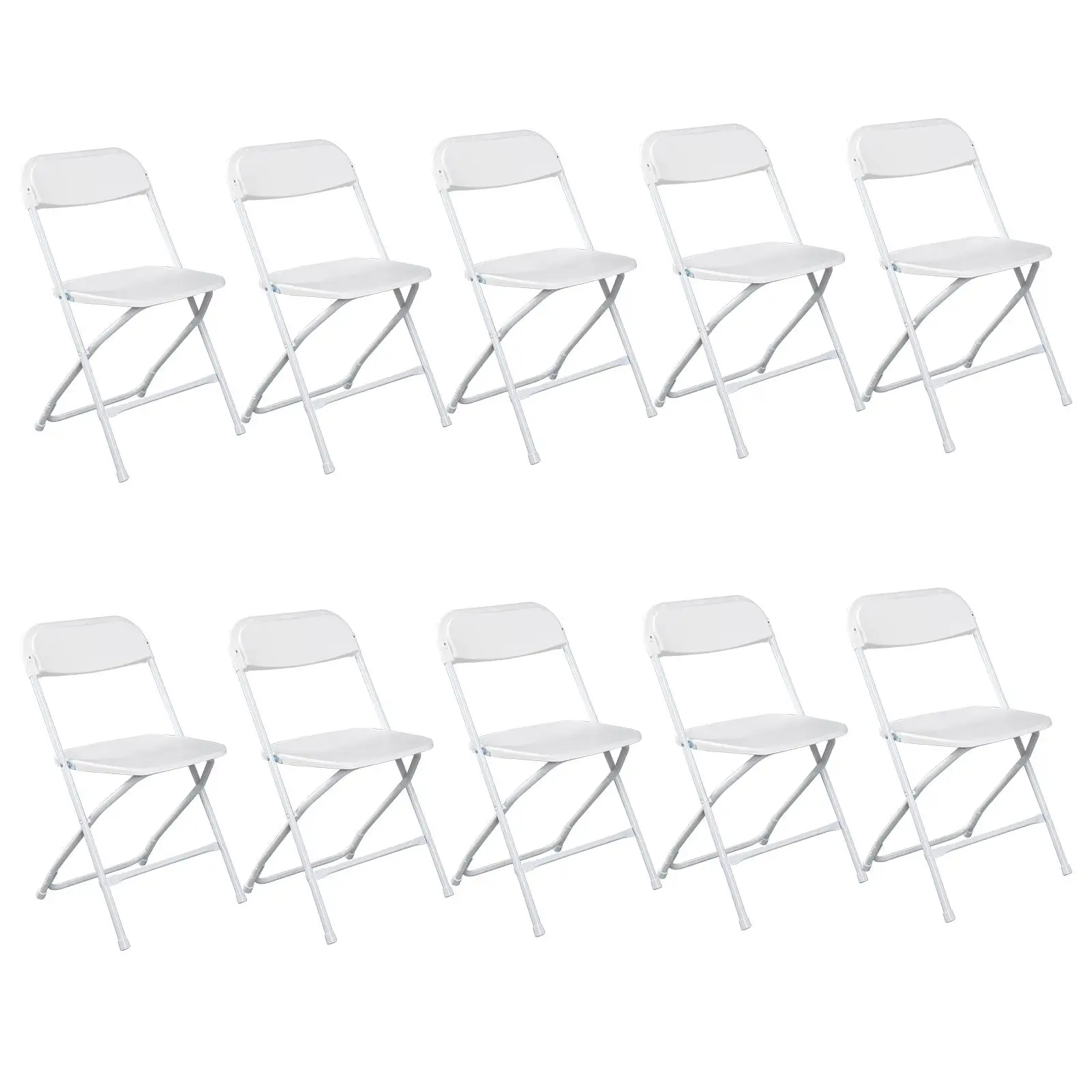 10-Pack Classic White Plastic Folding Chairs for Garden - Durable Injection Molding Design