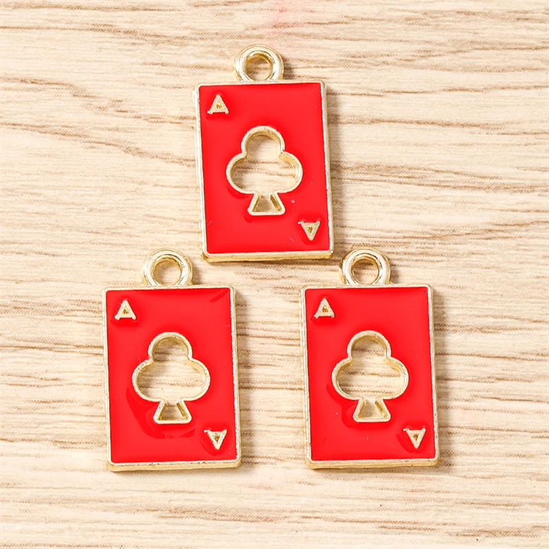 10 Stück 11 x 18 mm niedliche Emaille-Hohl-Poker-Karten-Charms-Anhänger für Schmuckherstellung, Halsketten, Ohrringe, Armbänder, DIY-Bastelbedarf – Detail 5