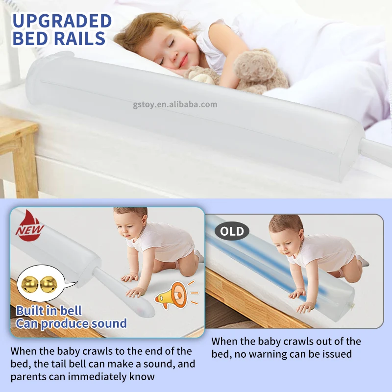 STLF Customized Cat Cartoon Kids Safety Guard Bell Tail Interactive Toddler Bedside Barrier Baby Inflatable Bed Rail