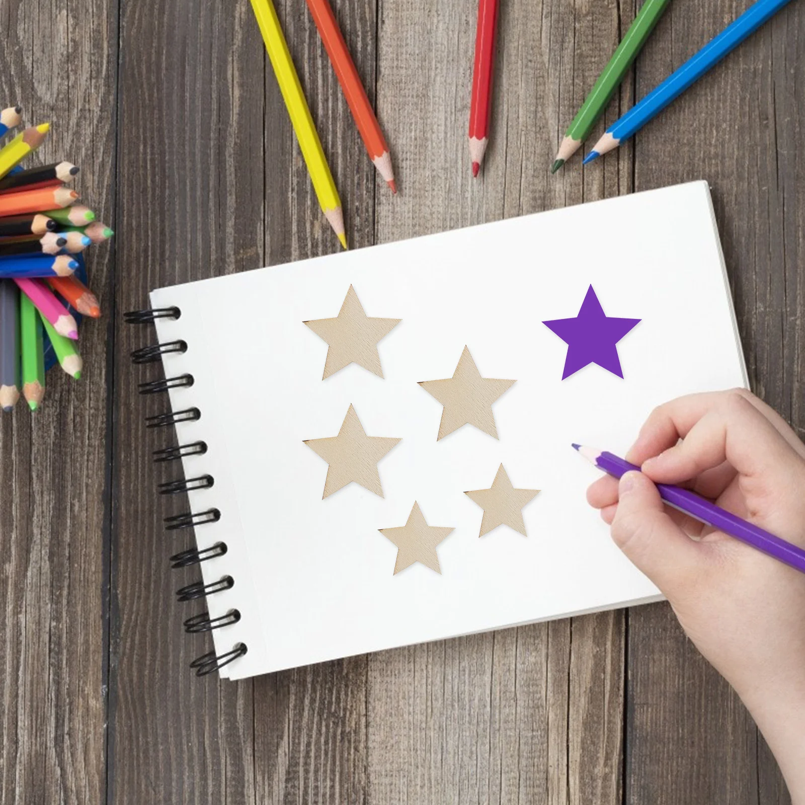 

300pcs Wooden Star Slices Unfinished Diy Craft Cutouts Blank Natural Wood Pieces For Holiday Decor Family Projects Handicraft