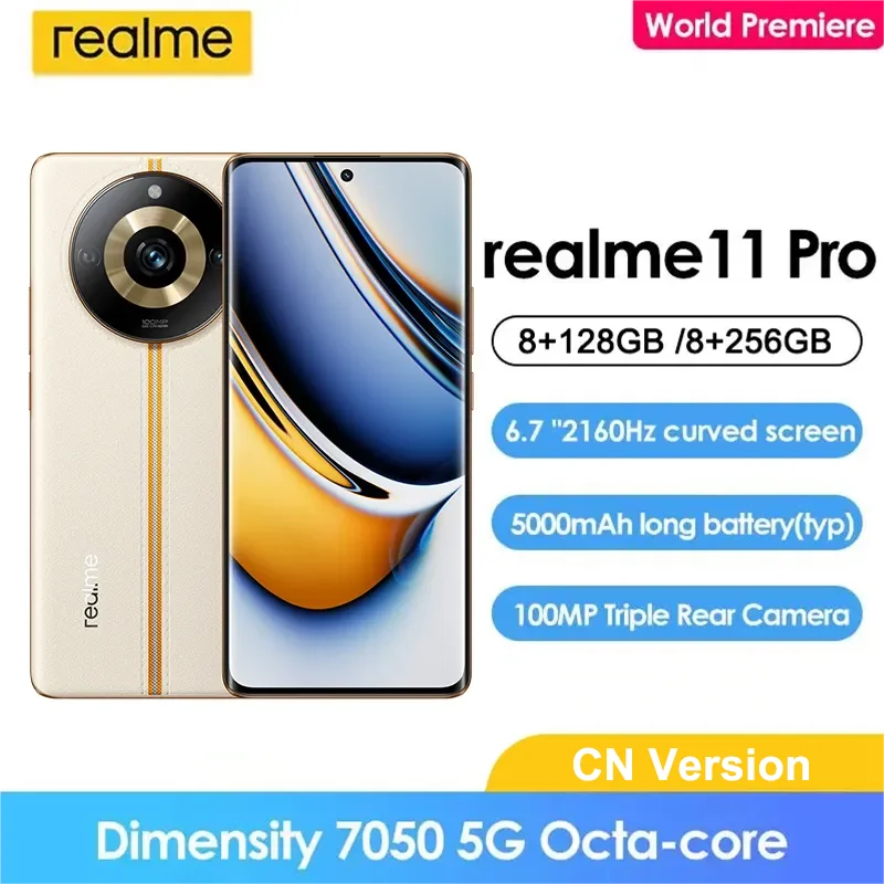 

Realme 11 Pro 5G NFC Smartphone Dimensity 7050 6.7" 120Hz 6.7" 120Hz 100MP Camera 67W Supercharge 5000mAh GPS Android Cellphon