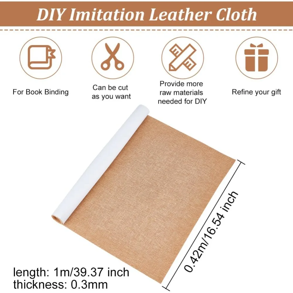 16.5x39.4 Inch Linen Fabrics Book Binding Cloth Rectangle Cloth Tan DIY Book Binding Cloth with Paper Back for Book Binding Box