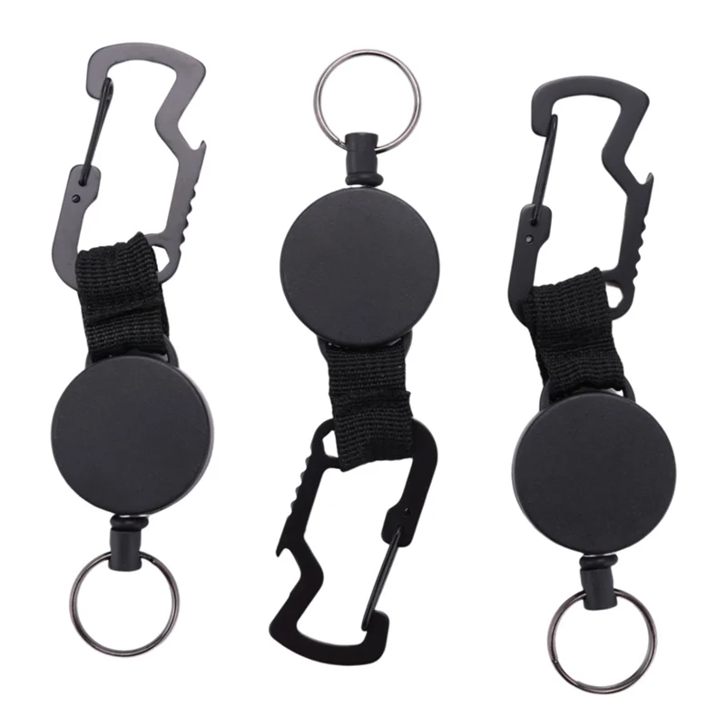 ABZZ-9 Pack Retractable Keychain - Heavy Duty Badge Holder Reel With Multitool Carabiner Clip,Key Ring With Steel Wire Cord