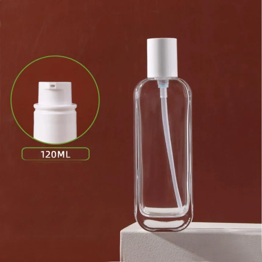 

120ml clear glass bottle white black pump serum/lotion/emulsion/foundation/essence toilet toner skin care cosmetic packing