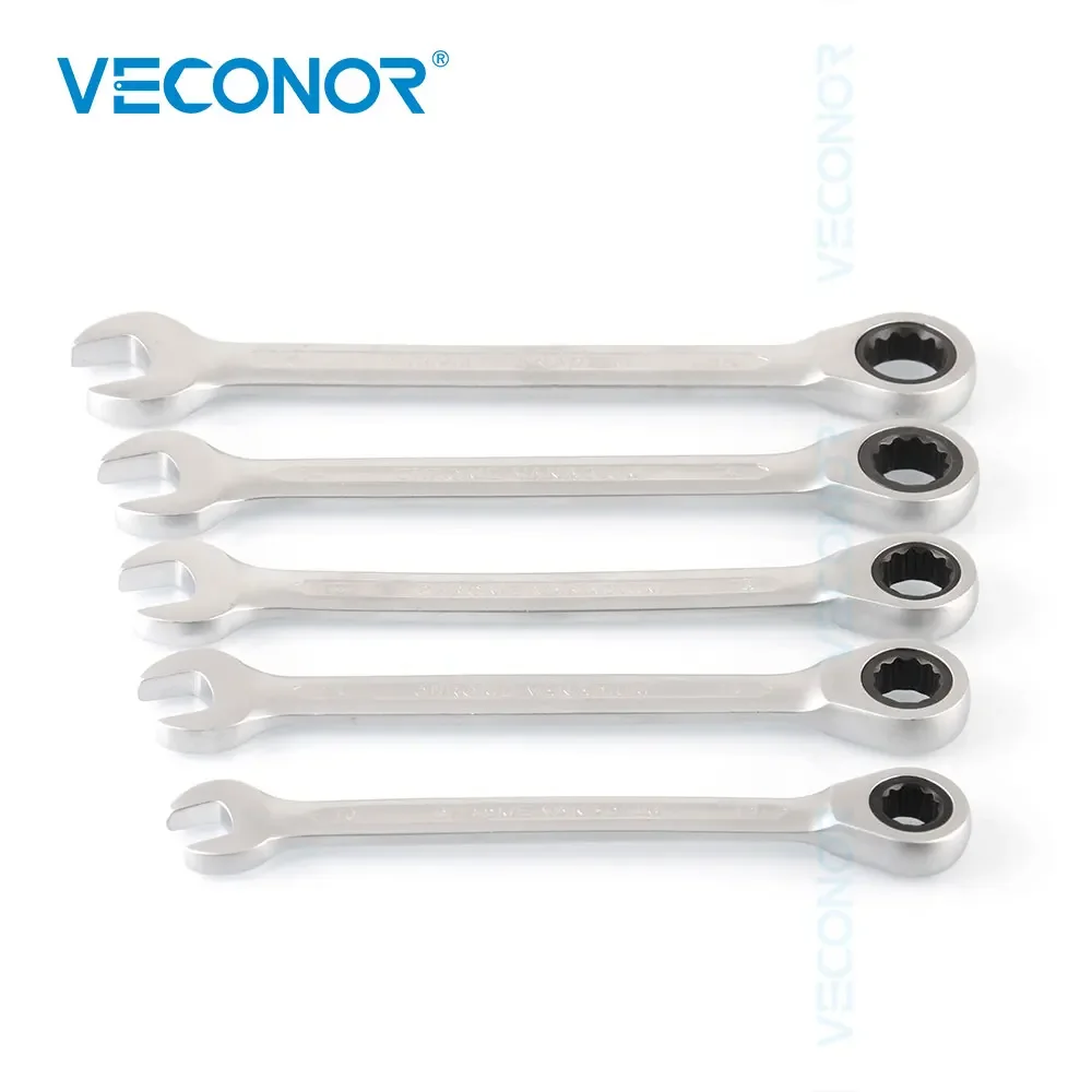 5-Piece Ratchet Wrench Set 10  12  13  14  15 mm Dull Polish 72-Tooth Ratcheting Fixed Head