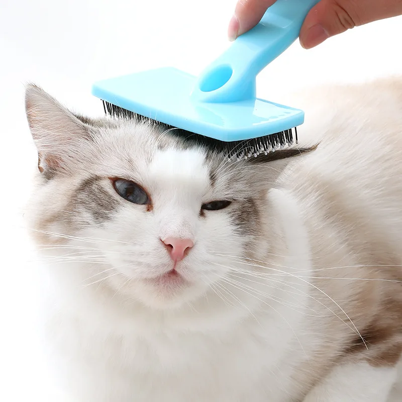 New Dog Brush Stainless Steel Dog Comb Massage Dog Comb Brush Pet Hair Removal Cleaning Tool Soft Handle Cat Comb Brush Cat