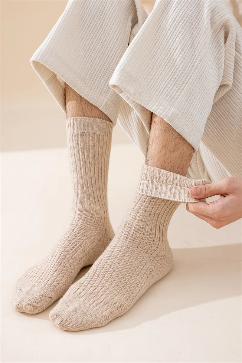 3 paar Winter Dicke Warme männer Wolle Socken Hohe Qualität Harajuku Retro Merino Wolle Casual Socken Große Größe Lange socken – Detail 8