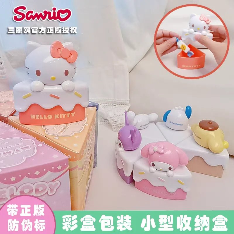 Echtes Kawaii Sanrio Kuchen Set Hello Kitty Anime Figur Cinnamoroll Kuromi Mymelody Pochacco Action Figur Spielzeug Weihnachtsgeschenke