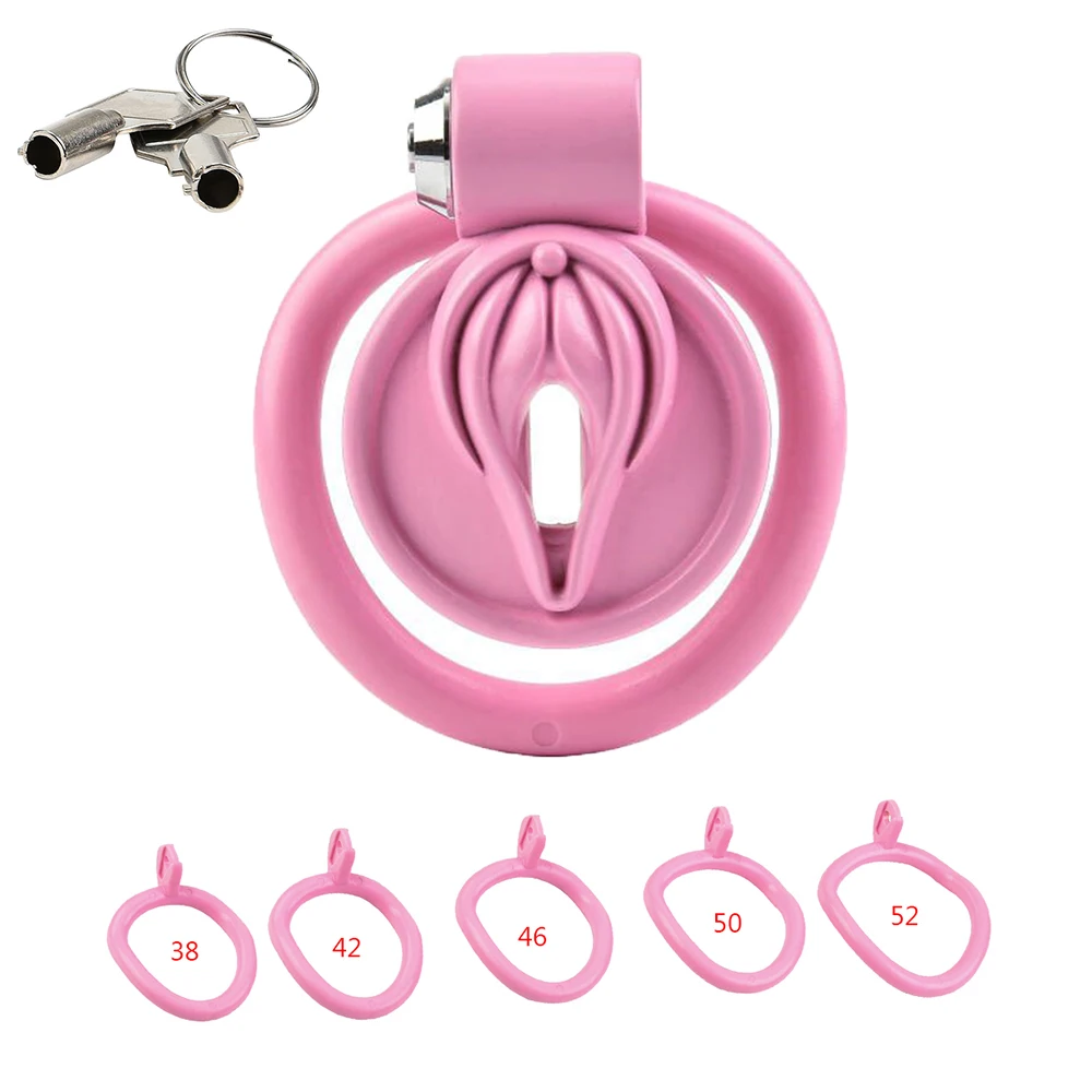 

Small Chastity Cage Labia Curve for Sissy Sex Toys Male Penis Lock with 5 Size Cock Ring Bdsm Adult Erotic Urethral Toys for Men