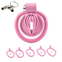 Small Chastity Cage Labia Curve for Sissy Sex Toys Male Penis Lock with 5 Size Cock Ring Bdsm Adult Erotic Urethral Toys for Men