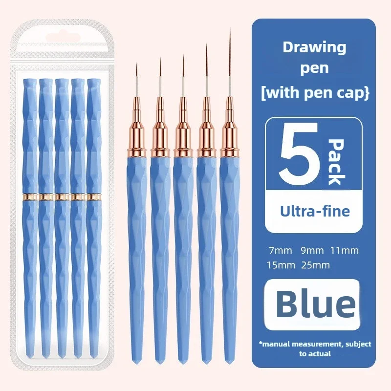 

5PCS Liner Brush Set Acrylic Nail Art Brush Elongated Lines Striping Drawing Uv Gel Painting Professional Manicure Brushes Tool