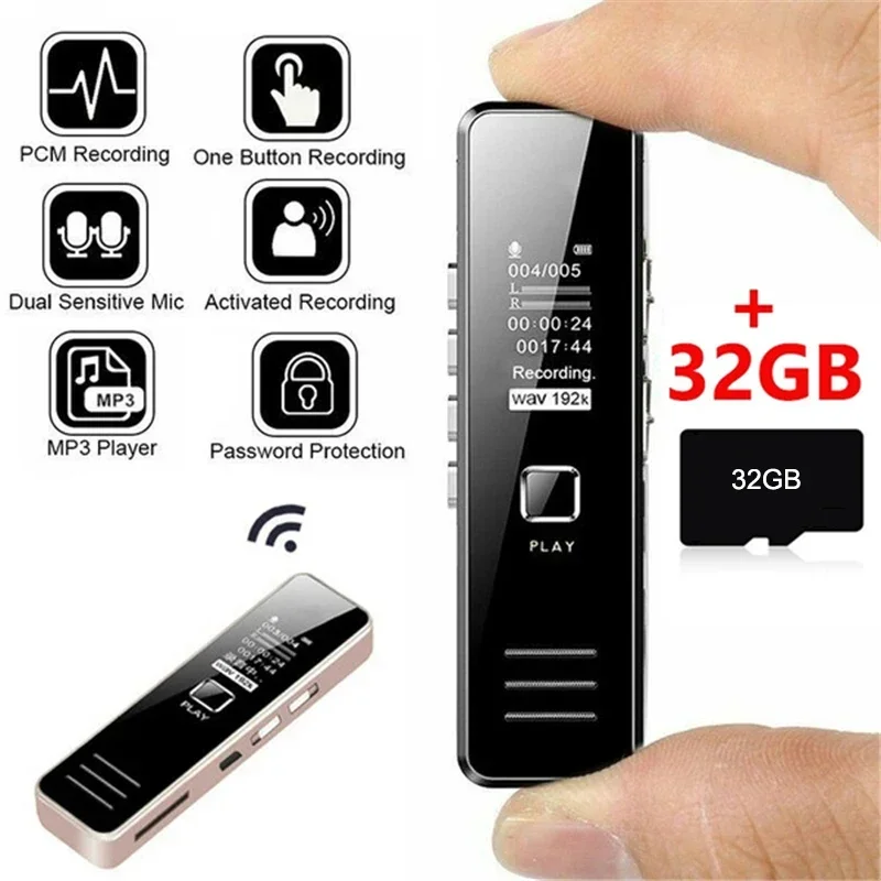 Professional Digital Audio Sound Voice Recorder Pen Dictaphone With 32GB 20hour Recording Rechargeable Interview Recorder Pen