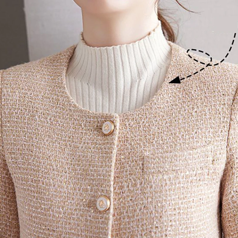 Slim Tweed Wool Blend Short Jackets Elegant Single Breasted Chaquetas Korean Vintage Casual Jaqueta Spring Fall Women Vestes