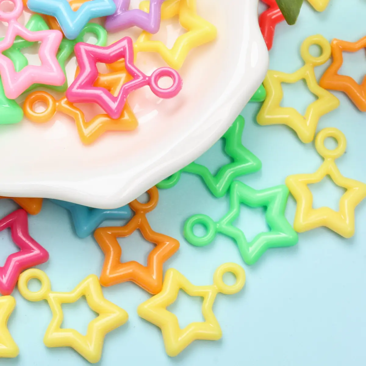 11-21mm 50pcs Multicolor Acrylic Flower Fruit Star Pendant Heart Beads DIY Bracelet Earrings For Kids Jewelry Making Handmade