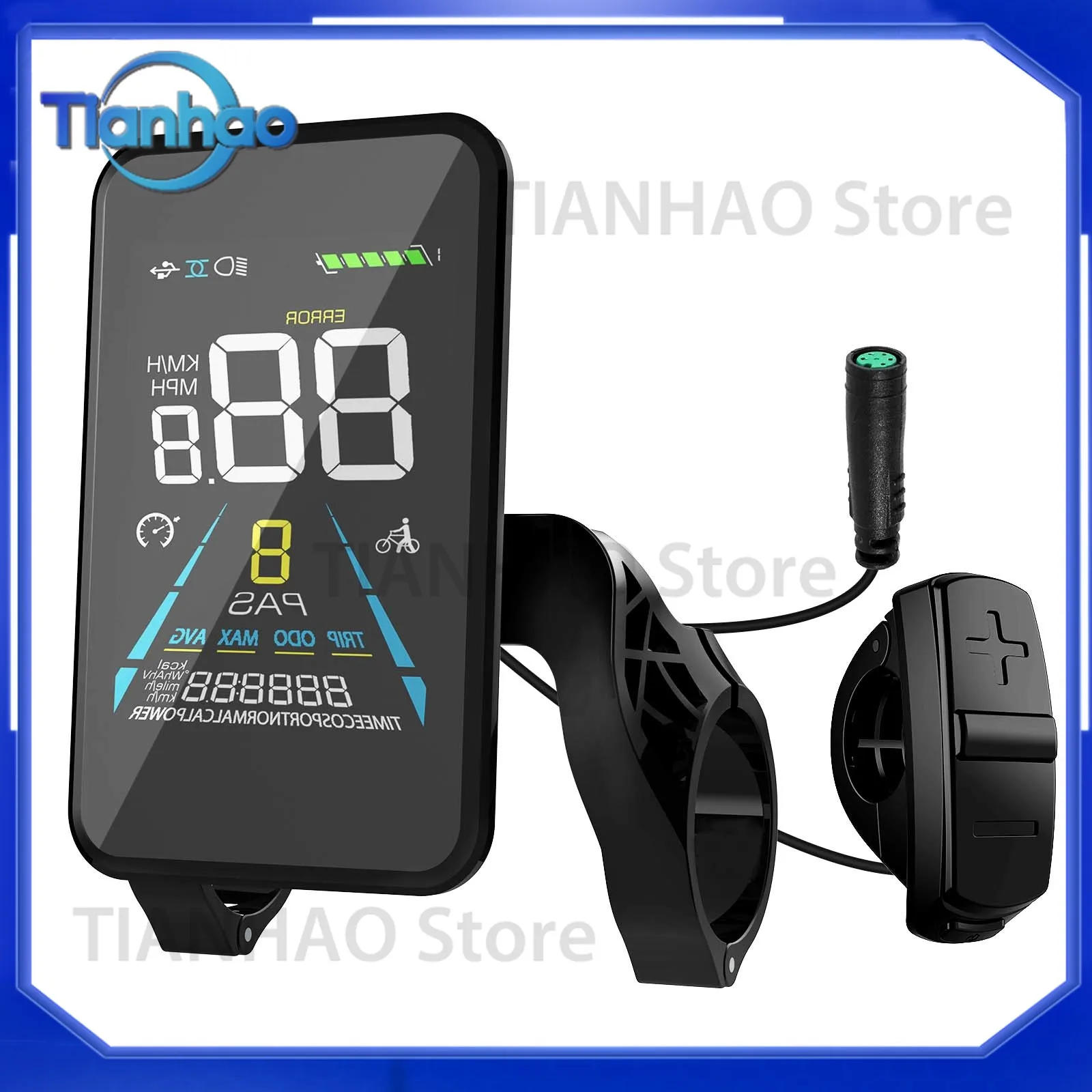 LCD Backlight Cycle Computer for European Union Stock Electric Bike Ebike Monitor Speedometer