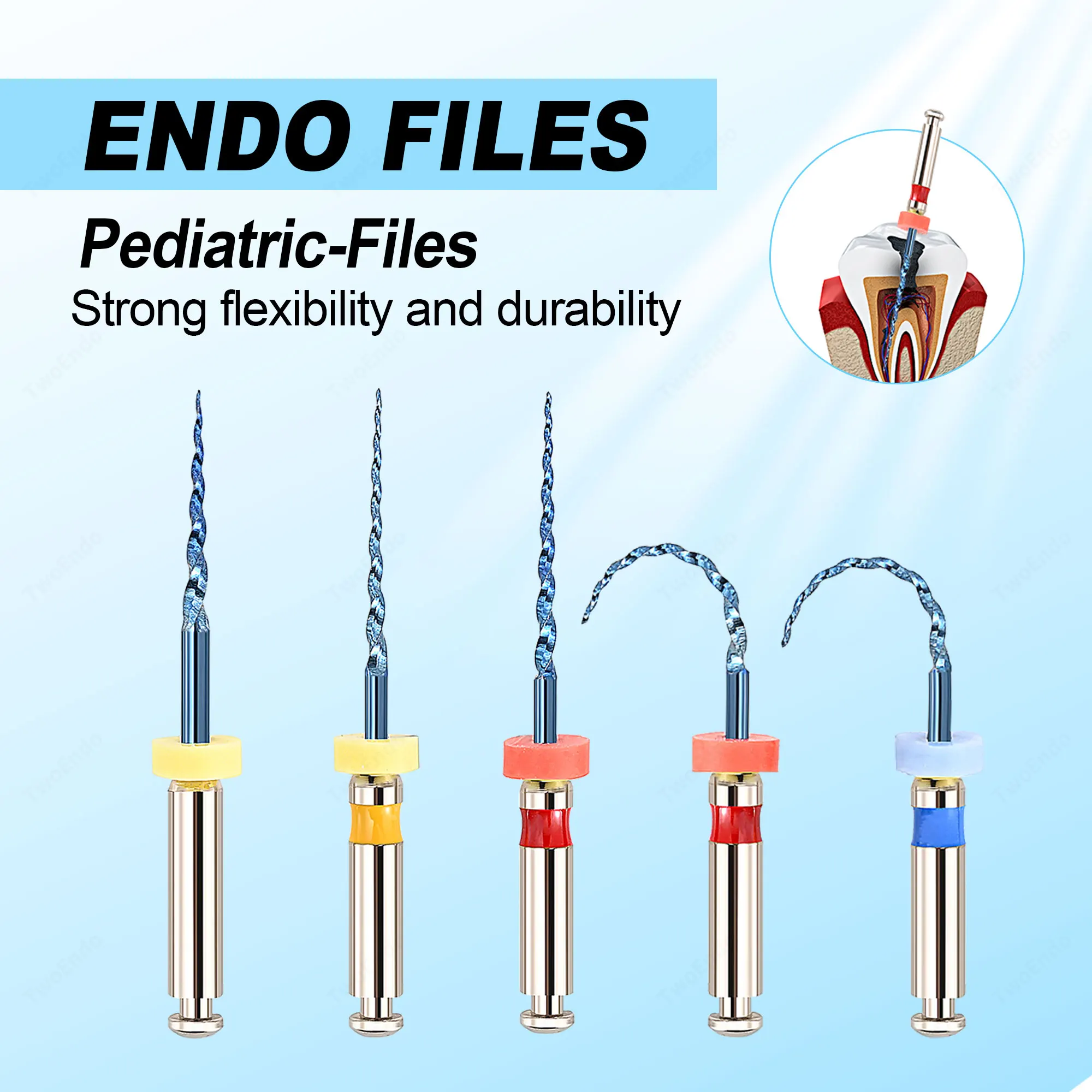 5 قطعة/الحزمة الأسنان نيتي الحرارة المنشط ملفات الأطفال الروتاري للطفل معالجة قناة الجذر الطفل إندو #1