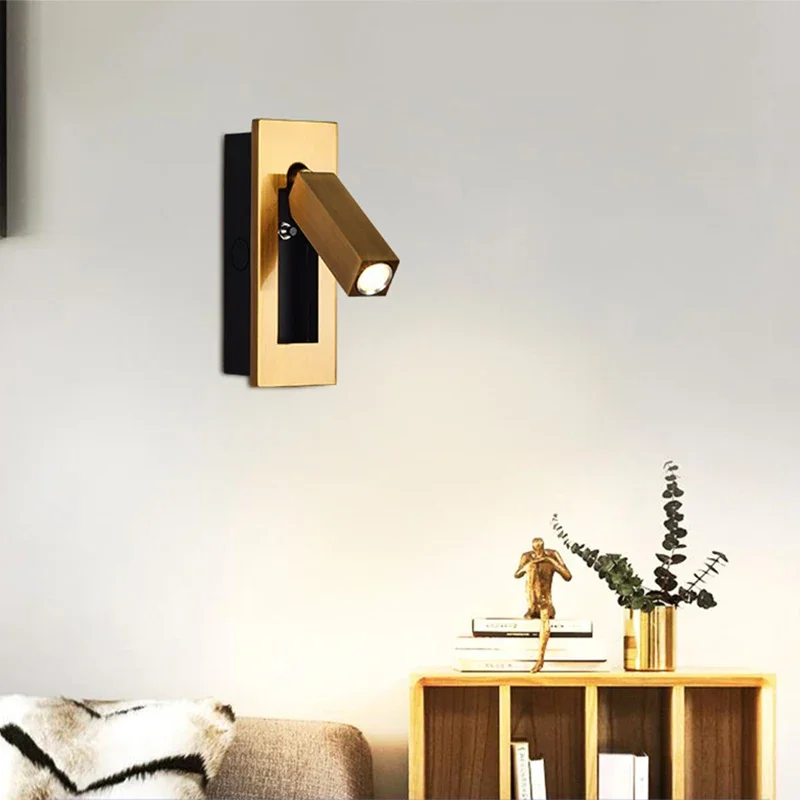 Modern LED wall lamp with switch iron adjustable sconces light indoor bedside bedroom livingroom home hotel decoration illumine