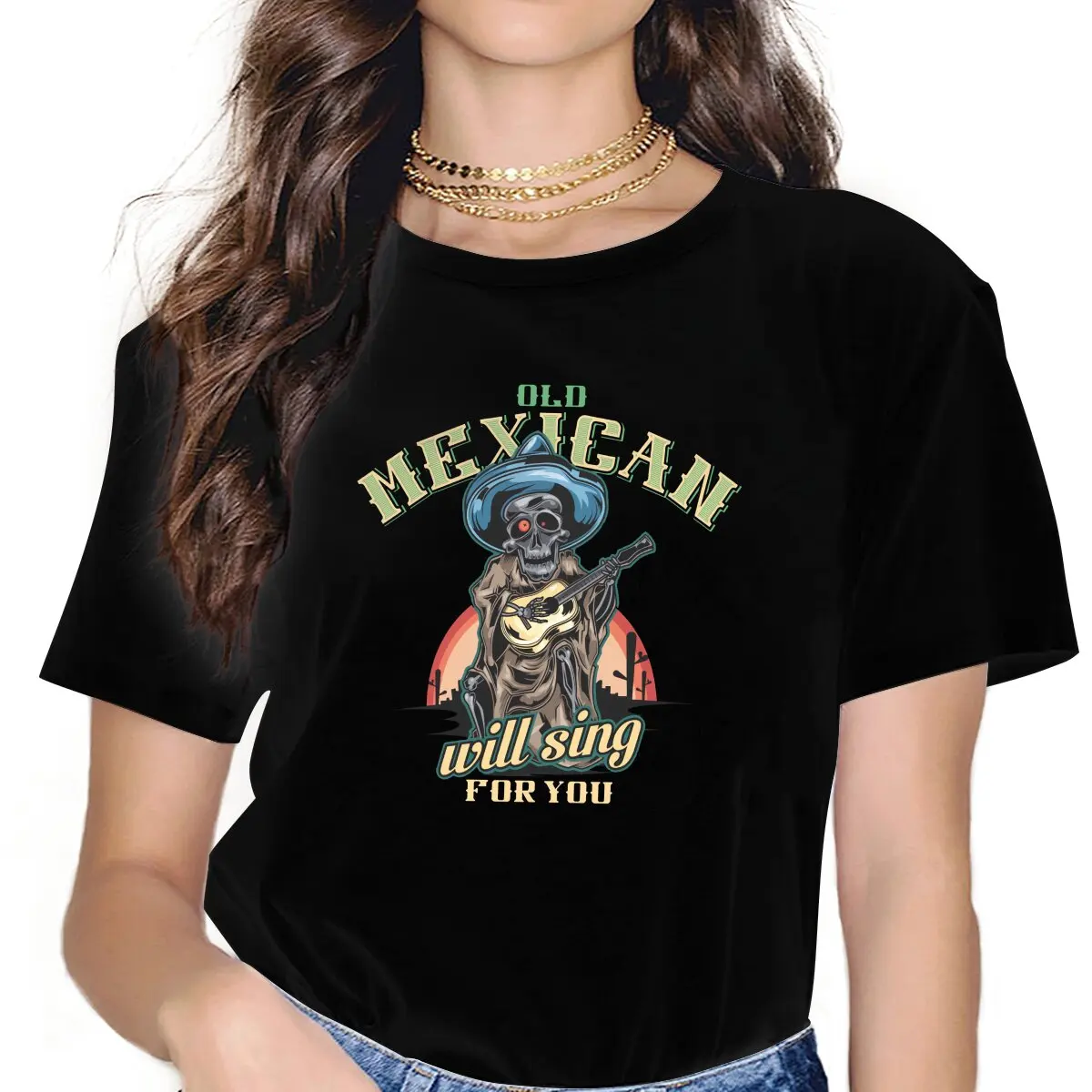 Will Sing for You Zombie Sweet Girls Women T-Shirt Mexican Skull Santa Muerte Blusas Harajuku Casual Short Sleeve Vintage Tops