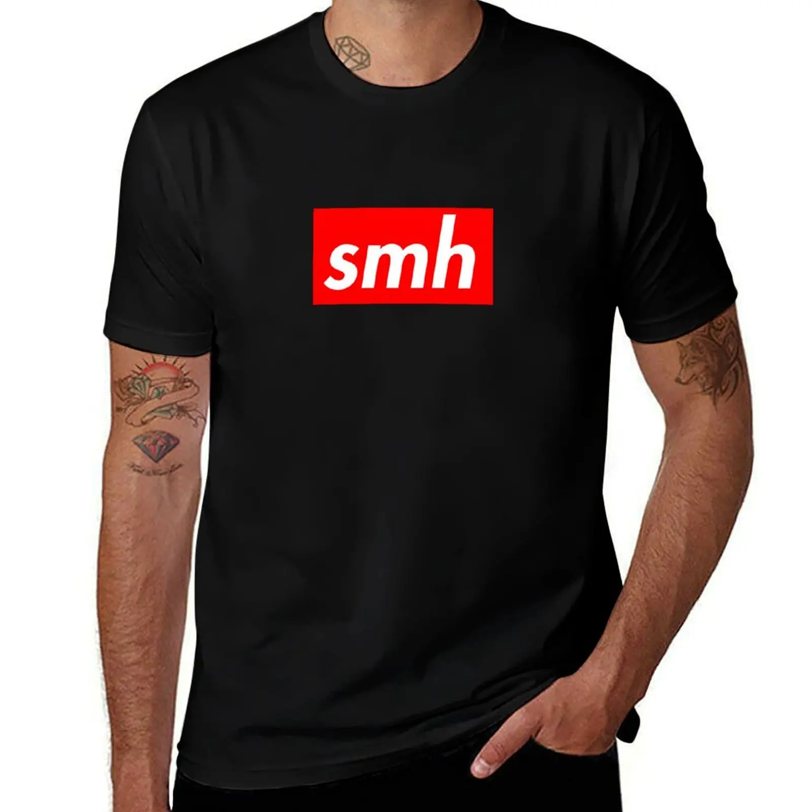 funny box logo parody meme - smh abbreviation T-Shirt Anti-Wrinkle Short Sleeve T-Shirt