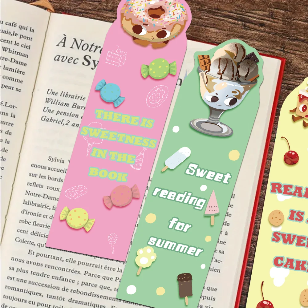 30pcs Cartoon Cute Food Bookmark Reading Pages Books Tagging DIY Decorative Material Students Creative Gifts Aesthetic Bookmark